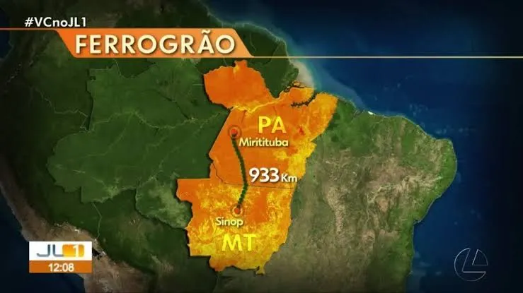 A ferrovia vai ligar o Mato Grande São ao Pará melhorando o escoamento da produção do centro este brasileiro
